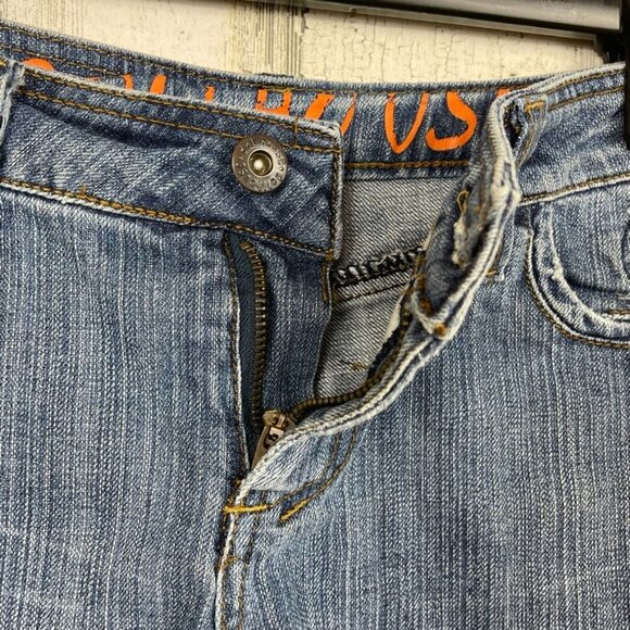 Dollhouse denim shorts cut off distressed embroidery boho rock & roll blue sz 7 - Picture 5 of 11